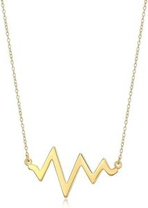 18k Gold Plated Sterling Silver Lifeline Heartbeat Necklace, 16" + 2" Extender