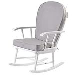 KUB Hart Nursing Rocking Chair (White&Grey) - Detachable Padded Cushions, Smooth Rocking Motion, Easy to Assemble, Solid Hardwood Base