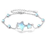 CRMAD Moonstone Star Anklet for Women Sterling Silver Star Anklet Irish Jewelry Gifts for Girl Mother (star)