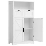 WEENFON Bathroom Cabinet, Floor Cabinet with 2 Doors & 2 Drawers, Bathroom Storage Cabinet with Adjustable Shelf, Freestanding Wooden Storage Organizer for Living Room, Hallway, White CWFSNG15W