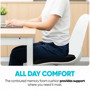FORTEM Memory Foam Office Chair Cushion – Non-Slip XL Seat Pad, Washable Cover