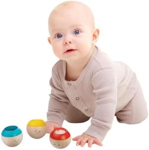 PlanToys Sensory Tumbling - Baby Toys with 3 Wooden Tumblers for Perceptual and Motor Skill Development