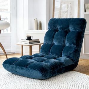 Artiss Floor Chair Sofa Bed, Single Adjustable Futon Couch Cushions Floor Cushion Lounge Recliner Chair Lounger Office Outdoor Indoor Living Room Bedroom Furniture, Removable Foldable Soft Navy