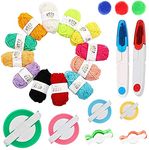 20 Pack Pom Pom Making Tool Set, 6 Different Sizes Pompom Maker with 12 Colours Yarn, DIY Fluff Balls Knitting Craft Making Kit with Sewing Scissors for Kids and Adult 12