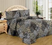 White Black Leopard Zebra Queen Size Sheet Set 4 Pc Safari Animal Print Pillow Shams Bedding