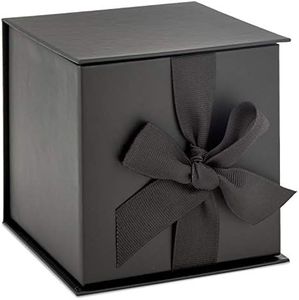 Hallmark 4" Small Gift Box with Bow and Shredded Paper Fill (Black) for Weddings, Graduations, Christmas, Bridesmaids and Groomsmen Gifts