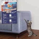 Double Thick Cat Scratch Furniture Protector- 10Pcs Cat Couch Protector with 50 Pins, Clear Anti Scratch Furniture Protector for Couch and Fabric.