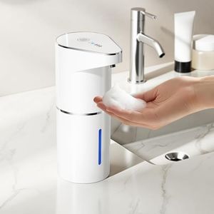 Automatic Soap Dispenser,Touchless Hand Wall Mount Rechargeable 3 Gear Adjustable Electric Soap Dispenser 350ml with Infrared Motion Sensor for Bathroom,Kitchen,Office (White-Foam)