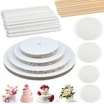 Worldity 230 PCS Cake Boards Tiering Kit, 12 Inch,10 Inch, 8 Inch, 6 Inch Cake Cardboard Rounds, Parchment Paper Rounds, Wooden Dowels and Straw Dowels, Cake Plates for Wedding Birthday Party