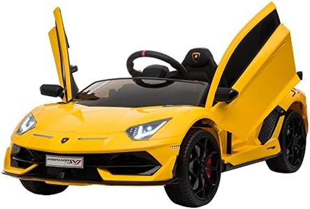 HOMCOM Lamborghini Aventador Licensed 12V Kids Electric Ride On Car Racing Car Toy with Parental Remote Control Battery-powered 2 Motors Music Lights for 3-8 Years Old Yellow