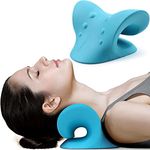 RESTCLOUD Neck and Shoulder Relaxer, Cervical Traction Device for TMJ Pain Relief and Cervical Spine Alignment, Chiropractic Pillow Neck Stretcher (Light Blue)