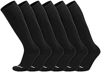 TCK Over the Calf Work Socks 6 Pair Moisture Wicking for Men and Women (Black, X-Large)