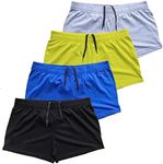 Slimbt Mens Bodybuilding Workout Shorts 3" Inseam Drawstring Closure Black+Blue+Grey+Yellow M Without Logo