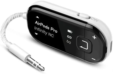 Avantree Voyager - Bluetooth 5.4 Airplane Adapter with OLED Screen for Headphones & AirPods, Qualcomm Chipset, aptX Adaptive, Auracast Support, 3.5mm AUX Wireless Audio Transmitter for Travel & Flight