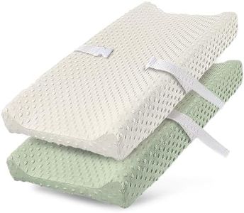 MINIKUKU 2 Pack Changing Pad Cover for Baby Boys Girls, Ultra Soft Breathable Plush Dot Diaper Changing Table Pad Cover, Neutral Fitted Changing Pad Sheets (Pristine and Green)