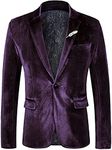 WEEN CHARM Men's Slim Fit Velvet Blazer Tuxedo Dinner Suit Jacket Sport Coat Purple