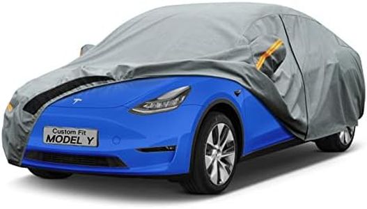 Kayme Heavy Duty Car Cover Waterproof All Weather, Custom Fit for Tesla Model Y, Outdoor SUV Cover with Charging Port and Breathable Ventilation Mesh, Rain Sun Protection with Zipper Door.