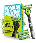 Bombay Shaving Company Sensi Smart 3 Value Pack (Handle + 3 Cartridges) | Shaving Razor for Men | Aloe Gel and Argan Oil Lubra Strip with Pivot Head