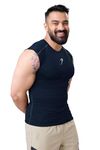 Men's Sleeveless Compression Gym Tank Tops Sport Vest (Medium, Navy)