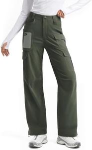 Moosehill Women's Hiking Cargo Pants: Lightweight Quick Dry Army Green, 14,32"