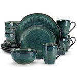 vancasso Starry 16 Pieces Green Dinnerware Set, Reactive Change Glaze Dinner Set, Plates and Bowls Set
