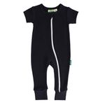 PARADE Organic Essential Basics '2-Way' Zip Romper - Short Sleeve Black 3-6 Months