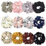 12 Pcs Hair Scrunchies, Chiffon Elastic Soft Hair Ties Scrunchy Hair Bands Ponytail Holder for Women