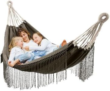 HOMELEVEL Hamac Suspendu Exterieur - Hamac Jardin Interieur en 100% Coton de 220 x 115 cm - Toile Pliable pour 2 Places XXL avec Capacité Max 120 kg - Accessoire Camping Randonnée Balcon