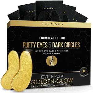 DERMORA Golden Glow Under Eye Patches (50 Pairs Eye Gels) - Rejuvenating Treatment for Dark Circles, Puffy Eyes, Refreshing, Revitalizing, Travel, Wrinkles