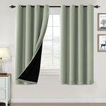 H.VERSAILTEX 100% Blackout Curtains for Bedroom Thermal Insulated Blackout Curtains 63 inch Length Heat and Full Light Blocking Curtains for Living Room with Black Liner 2 Panels Set, Light Sage