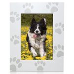 Green Pollywog | Screen-printed Paw Print Design Picture Frame | Fits 5” x 7” Photo | Dog or Cat Frame for Pictures | Dog/Cat Mom or Dad Frame | Hand-Finished Pinewood Frame