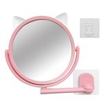 Louphee pink wall-mounted Mirror in Cute Cat Ears Shape-Kawaii & Makeup Mirror for you in bathroom or bedroom