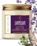 ThinkArtDecor Scented Soy Wax Candle, 450 gm, 35-40 Hrs| Luxury Aroma Therapy Votive Jar with 2 Aromatic Tea Lights | Scented Candles for Home Decor Gift Set | Fragrance English Lavender & Sage