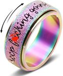 OreilleStar Spinner Ring Anxiety Ring for Women Men Titanium Stainless Steel Fidget Ring For Anxiety for Women 8mm Width Rainbow Color Size 9