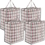 DECO EXPRESS Laundry Bags Large - Strong Durable Storage Bags for Moving House Shopping and Laundry - Jumbo Reusable Zip Bag Storage Bags XXL Multipack (Pack of 4)