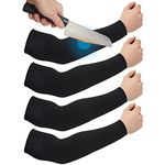 Geyoga 2 Pairs Cut Resistant Sleeves Thin Arm Protectors Arm Guard for Thin Skin and Bruising Arm Sleeves for Men Women (Black,Large)