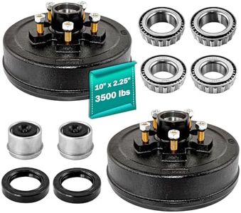 Set of 2 JADODE 10" x 2-1/4" Trailer Brake Drum Kit 5 on 4.5 with 5 Bolt 1/2"-20 L68149/L44649 Heavy Duty Trailer Hub Drum kits for 3500 lbs,008-247-05, 84546,22001K