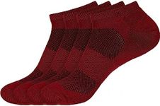 Men's Rayon from Bamboo Fiber Colored Sports Superior Wicking Athletic Ankle Socks - Maroon - 4prs, Size 6-10