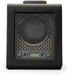Wolf Axis 469103 - Automatic Watch Winder for 1 Watch with Lockable Glass Cover - Black Powder Coated Steel Faceplate and Exterior - Silent Motor with Patented Rotation Technology - LCD Display.