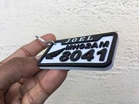 CARVEGLOW® Acrylic 3D Number Plate Key Chain with Name, Car / Bike Registration and Brand Logo