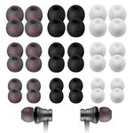 Earphone Buds Replacement, PROUSKY 36 Pieces Replacement Earbuds Tips Headphone Silicone Tips Noise Isolation Cover, for 4.5mm to 6mm Headphones,3 Color, 3 Size, Greyish Red, Black, White