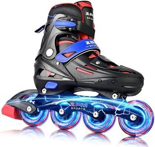 2PM SPORTS Adjustable Inline Skates Kids Boys Ages 5-8 8-12 4-6 6-12 10-12 with Light Up Wheels, Roller Skates Blades for Boys Beginner Youth Indoor Outdoor Size 11C 1 2 3 4 5 6 7 Spider Black
