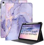 Robustrion Case Cover for iPad Air 11 inch M3 / M2 (2024/2025) / iPad Air 5th Generation Cover / 4th Gen 10.9 inch with [Pencil Holder Right Side] [Auto Sleep Wake] Folio Cover Case - Marble Lilac