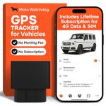GPS Tracker for Vehicles, No Subscription with Real-Time Location, Mileage Tracking, Speeding Monitoring, Route History, Geofence, OBD, for Fleets & Families, Moto Watchdog