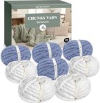 Jumbo Chenille Chunky Yarn for Crocheting - Super Bulky Fluffy Chunky Yarn for Hand Knitting - Extra Thick Soft Blanket Big Yarns 8 Jumbo Pack (27yds,8 oz Each Skein)