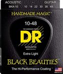 DR Strings Acoustic Guitar Strings, Black Beauties-Black Coated, 10-48 (BKA-10)