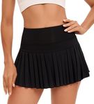 Yknktstc Women Tennis Skirt with Pocket Pleated Golf Skirt Workout Running Athletic Skort Medium Black