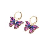 LLYANZ Colorful Enamel Butterfly Charms Handmade Insect Earrings Necklace Jewelry (Purple, Girls)