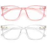 Gaoye 2 Pack Blue Light Blocking Glasses Women/Men, Computer Gaming Fake Eyeglasses Anti UV Ray-Spring Hinge