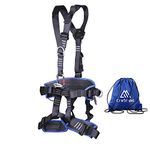 CroSight Climbing Seat Belt, Caving, Rock Climbing and Rappelling Equipment, Body Guard Protect, Rappelling Rescuing Equip, Black (Black & Dark Blue-01)